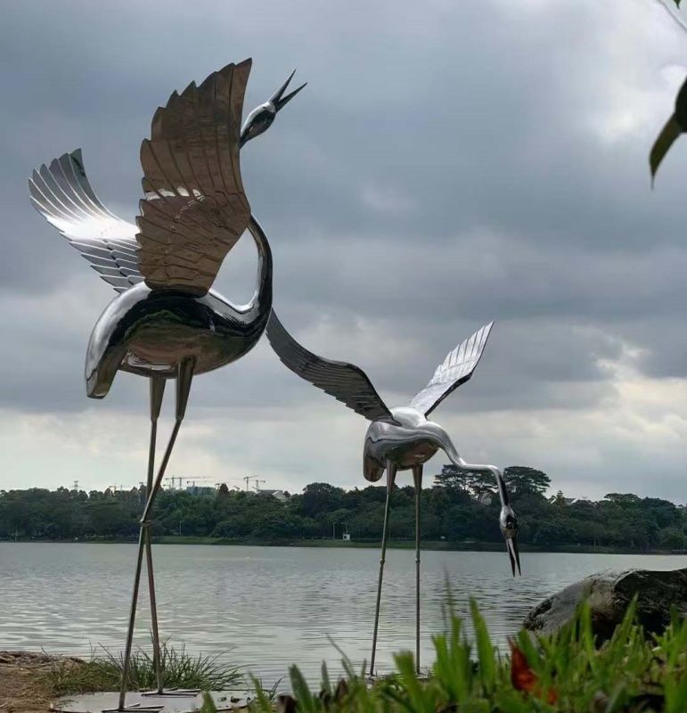 Crane Stainless Steel Sculpture