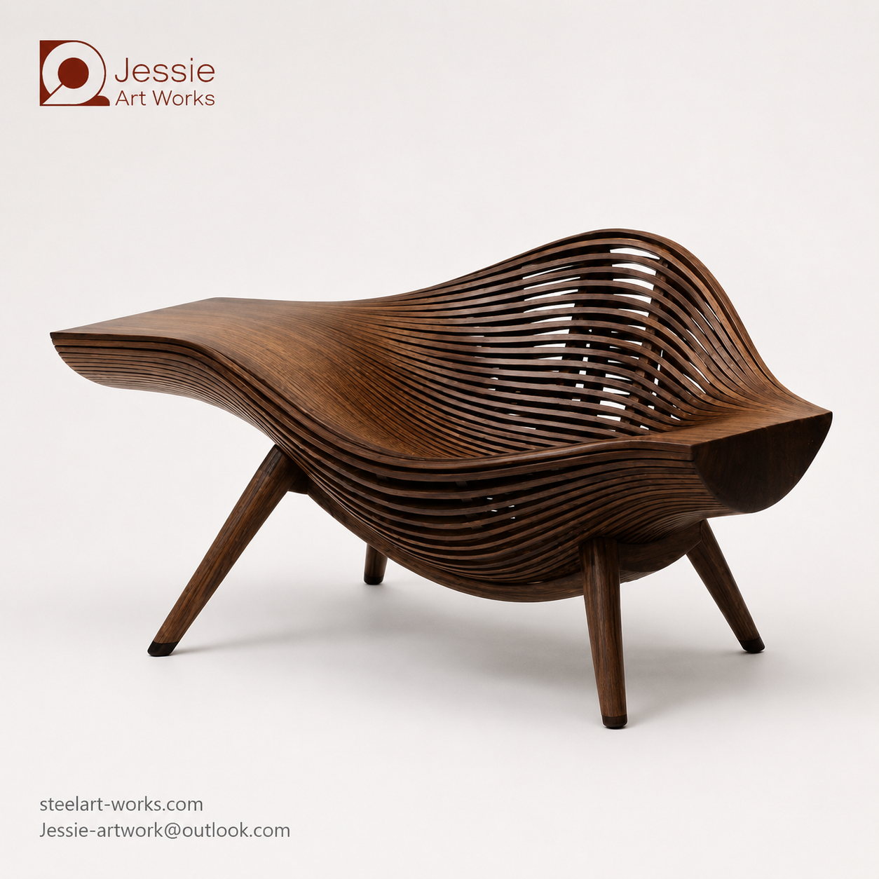 Layered Wave Wooden Lounge Chair