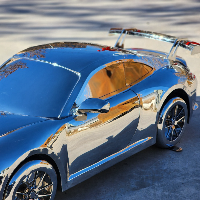 Custom Life Size Stainless Steel Car Sculpture &ndash; Handmade Metal Vehicle Model Art
