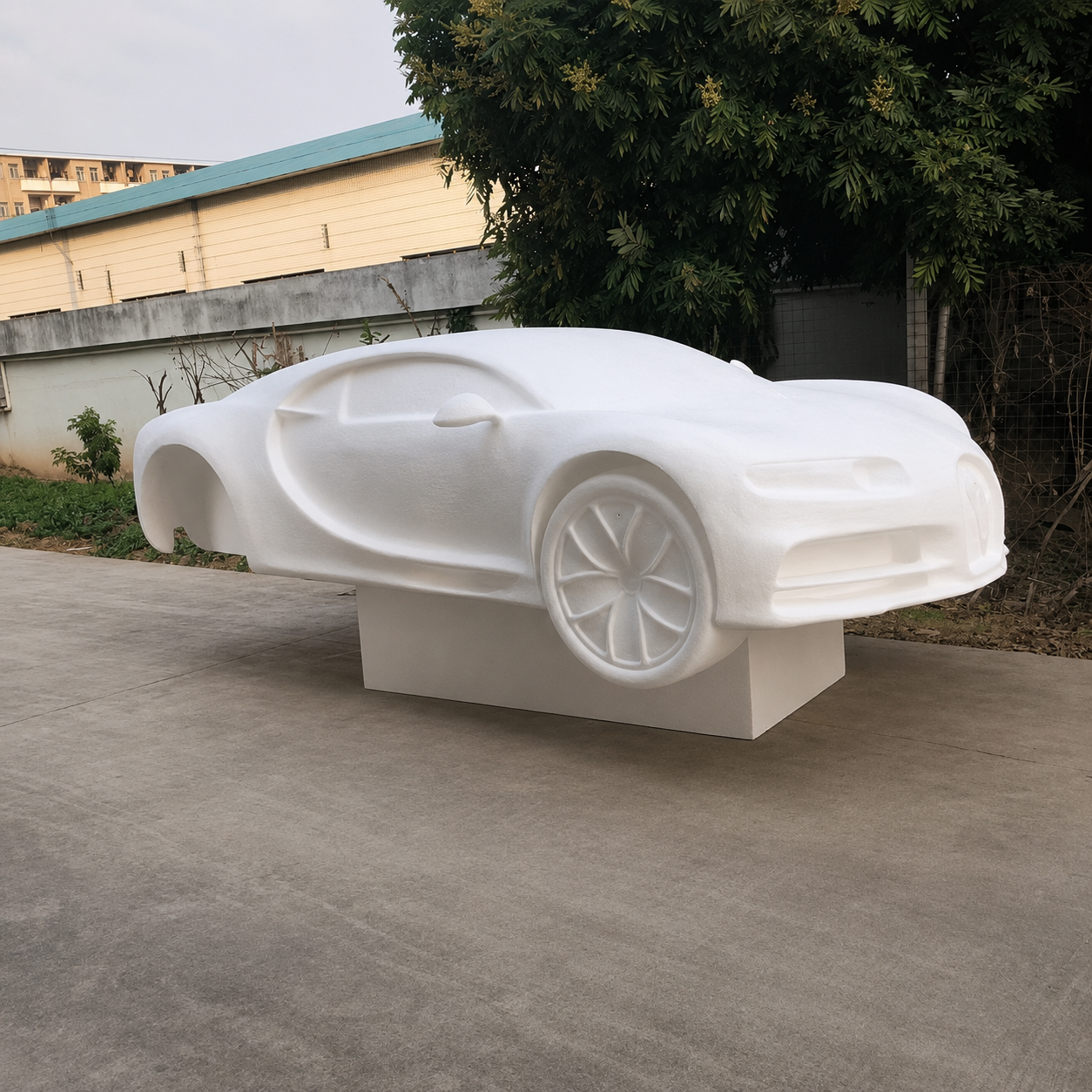 Hand Forged Stainless Steel Sports Car Sculpture &ndash; Custom Full Size Metal Car Artwork