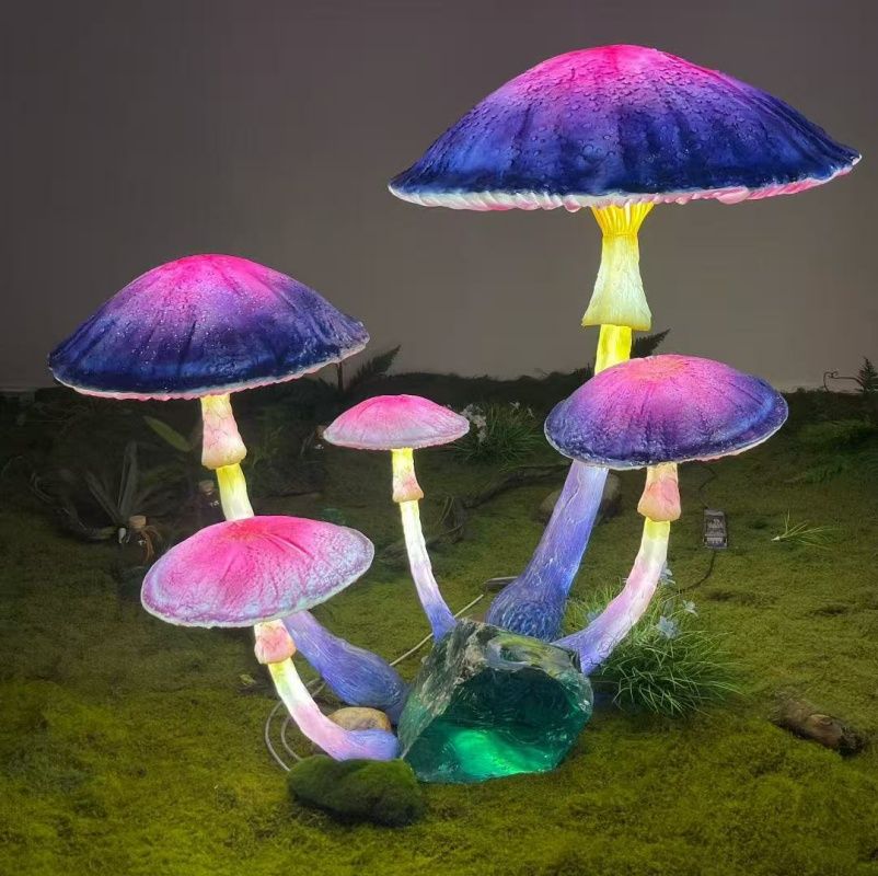 Large Illuminated Mushroom Sculpture Group for Theme Parks