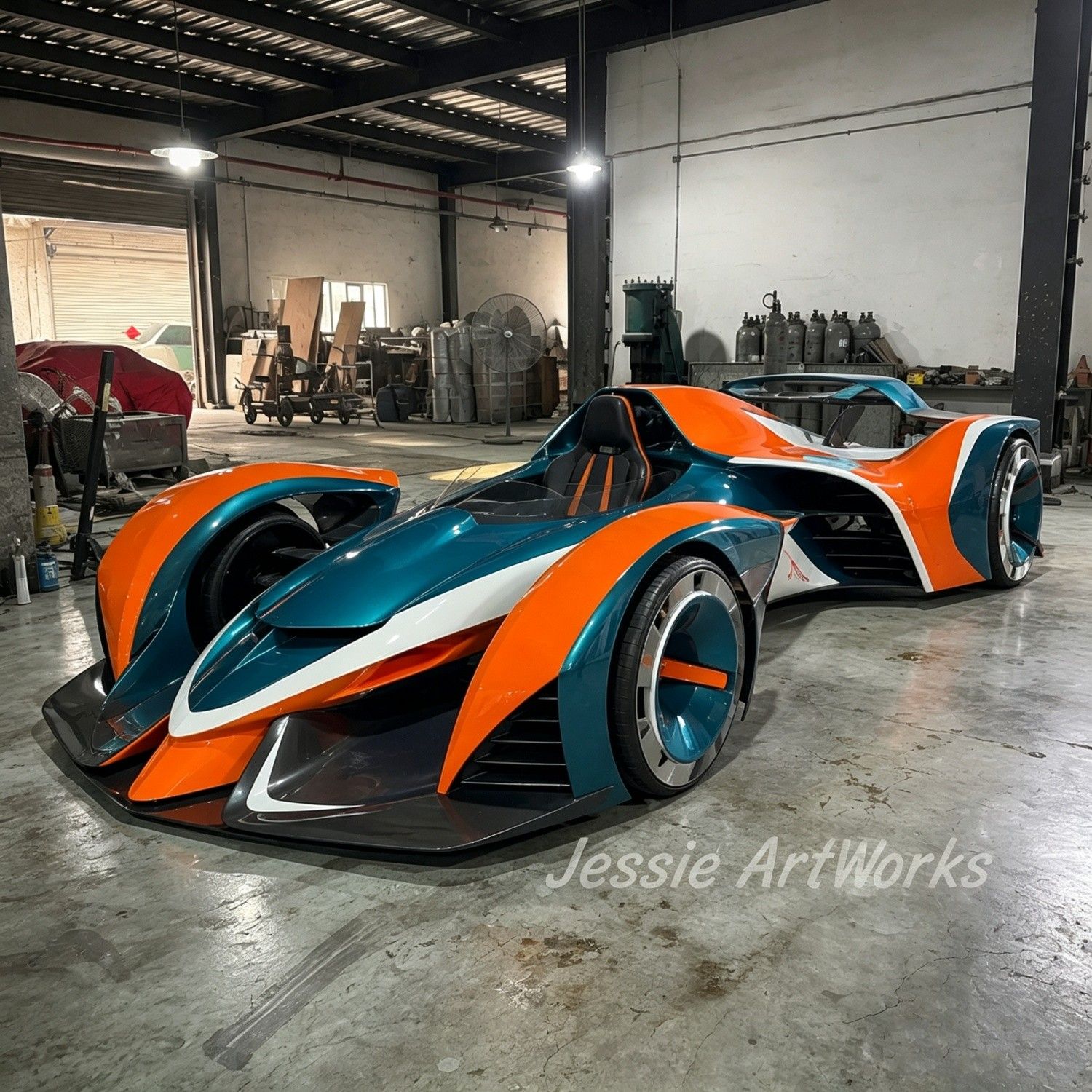 Full-Scale Futuristic Racing Car Display Model