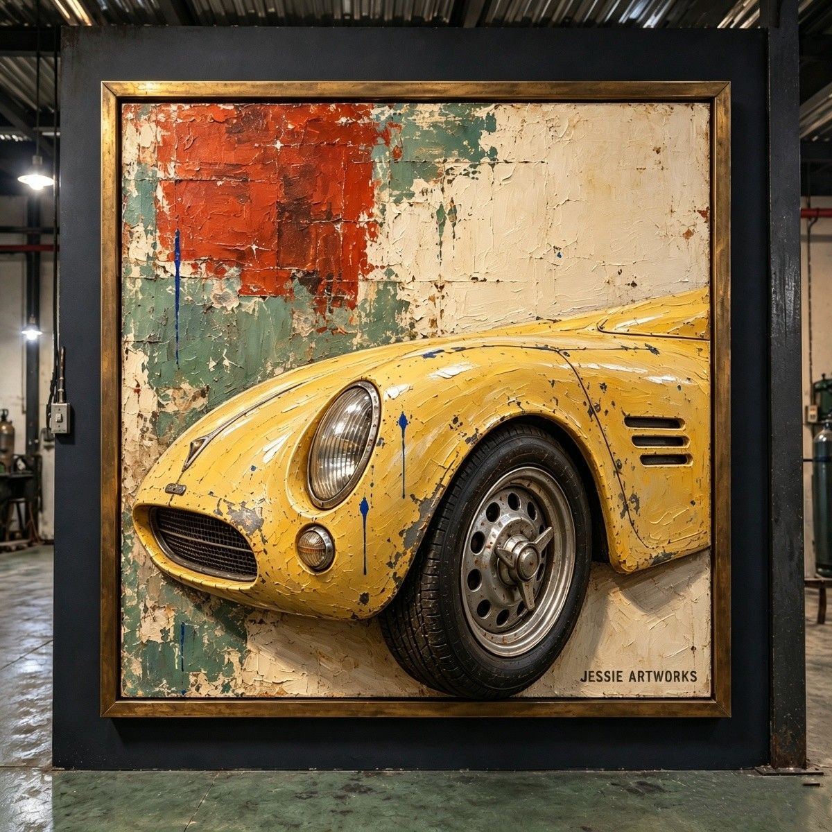 Vintage Sports Car Front Relief Art