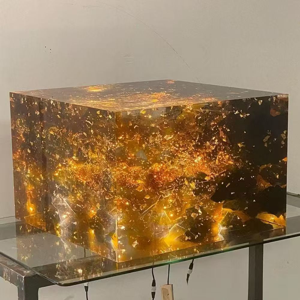 Custom Illuminated Resin Furniture: Stool & Art Plinth